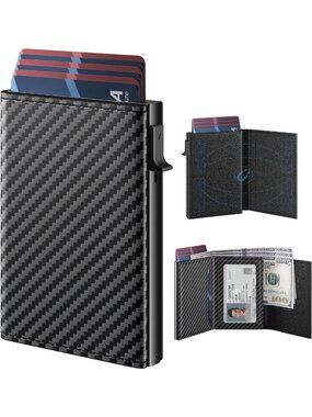Slim RFID Blocking Wallet | Minimalist Aluminum Card Holder | Genuine Leather